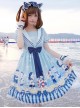 Blue Chiffon Bowknot Navy collar Sweet Lolita Short Sleeve Dress