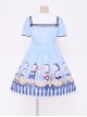 Blue Chiffon Bowknot Navy collar Sweet Lolita Short Sleeve Dress