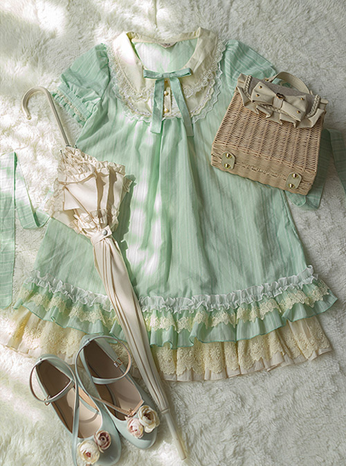 Bowknot Lace Ruffles Classic Lolita Short Sleeve Dress