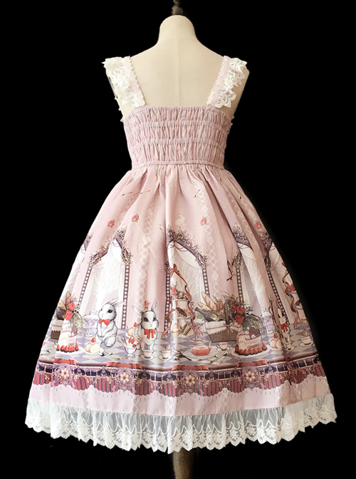 *Royal Rabbit Tea Party* Chiffon Little High Waist Classic Lolita Sling Dress