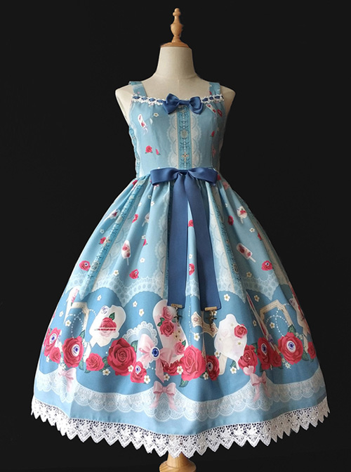 Crucifix Rose Popsicle Printing Classic Lolita Sling Dress