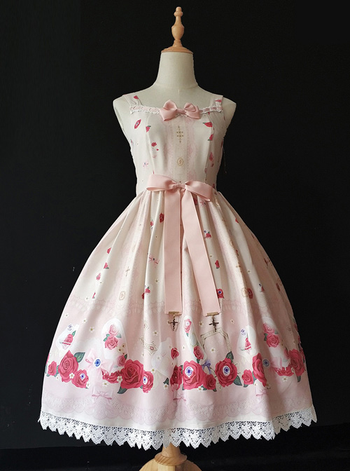 Crucifix Rose Popsicle Printing Classic Lolita Sling Dress