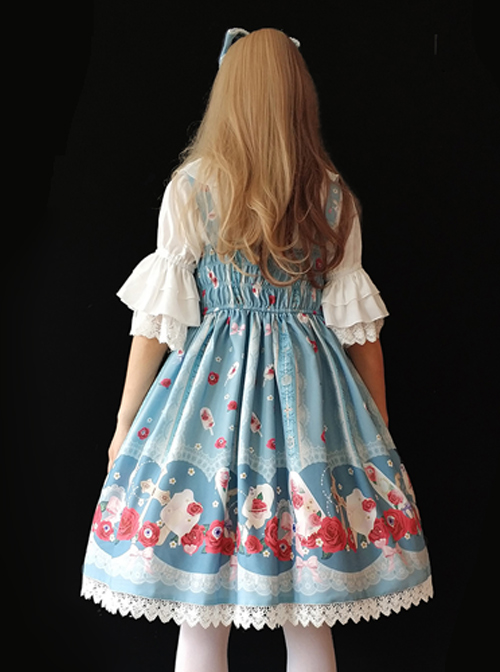 Crucifix Rose Popsicle Printing Classic Lolita Sling Dress