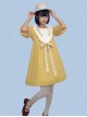 Cute Navy Collar Embroidery Sweet Lolita Lantern Short Sleeve Dress