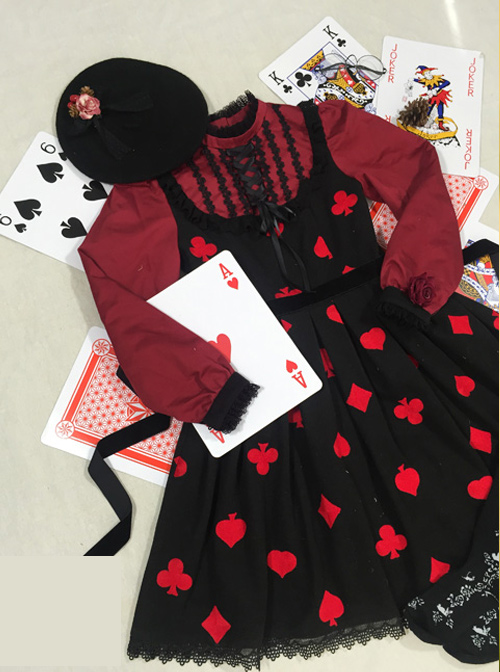 Red Queen Series Retro Fairy Tales Style Woolen Long Sleeve Classic Lolita Dress