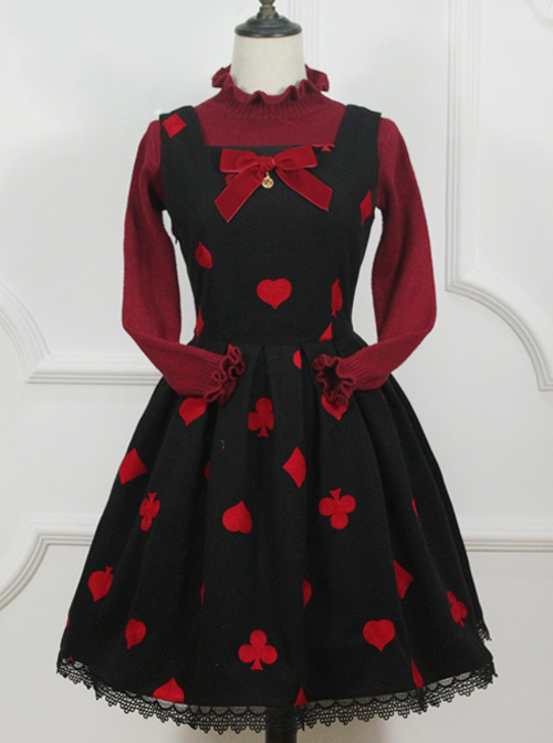 Red Queen Series Retro Fairy Tales Style Woolen Embroidered Classic Lolita Vest Dress