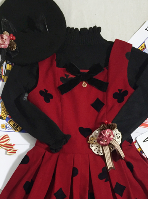 Red Queen Series Retro Fairy Tales Style Woolen Embroidered Classic Lolita Vest Dress