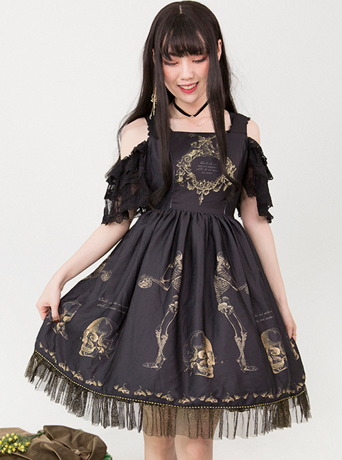 Retro Gothic Human-bone Lolita Sleeveless Dress