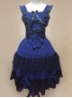 Bronzing Chiffon Navy Blue Ruffles Classic Lolita Dress