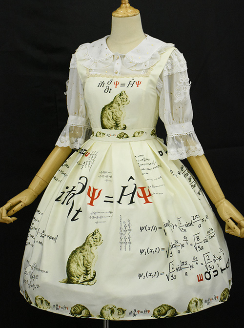 Schrodinger's Cat Series Printing High Waist Classic Lolita Sling Dress