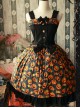 Magic Tea Party Halloween Pumpkin Head Printing Gothic Lolita Sling Dress