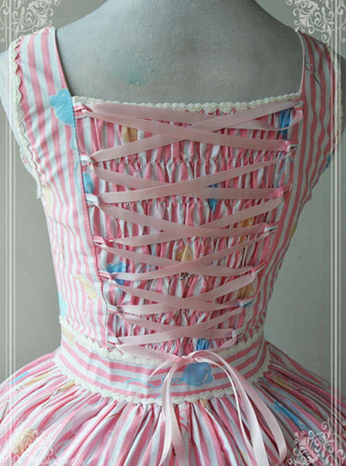 Magic Tea Party Balloon Bear Printing Sweet Lolita Sling Dress