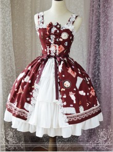 Magic Tea Party Sunny Day And Food Series Printing Classic Lolita JSK Sling Dress Version 2