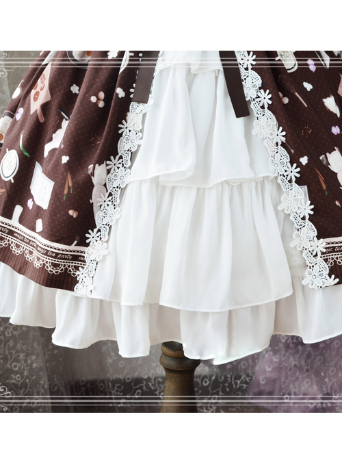 Magic Tea Party Sunny Day And Food Series Printing Classic Lolita JSK Sling Dress Version 2