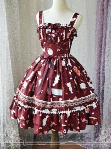 Magic Tea Party Sunny Day And Food Series Printing Classic Lolita JSK Sling Dress Version 1