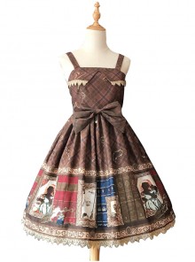 Magic Dictionary Series Plaids Printing Classic Lolita Sling Dress