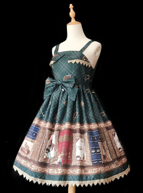 Magic Dictionary Series Plaids Printing Classic Lolita Sling Dress