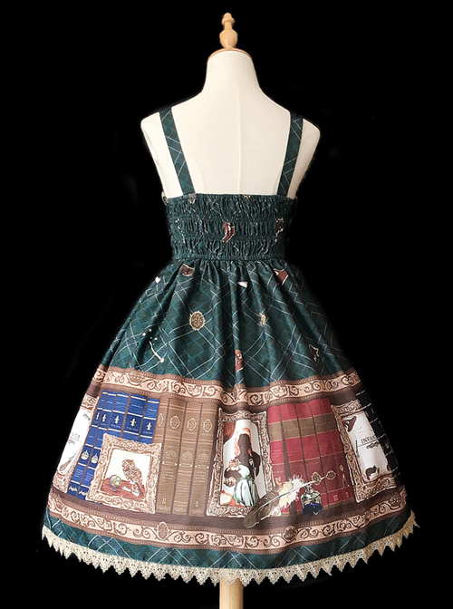 Magic Dictionary Series Plaids Printing Classic Lolita Sling Dress