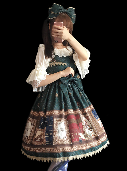 Magic Dictionary Series Plaids Printing Classic Lolita Sling Dress