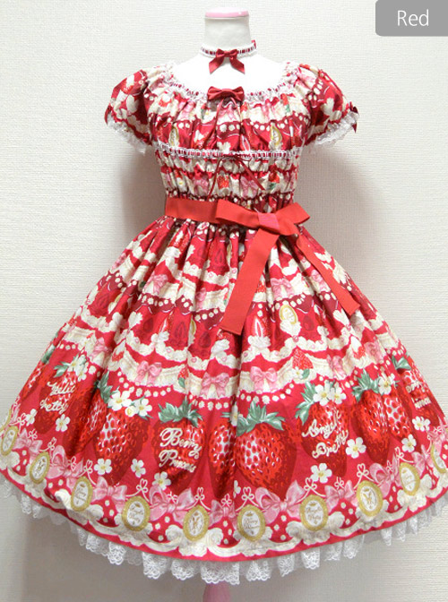 Cream Strawberry Sweet Lolita Short Sleeve Dress