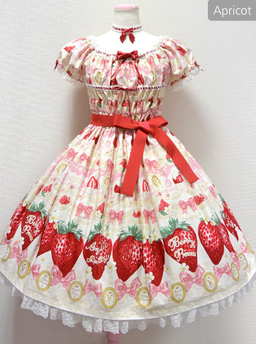 Cream Strawberry Sweet Lolita Short Sleeve Dress