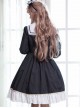 Black And White Bowknot Lace Crucifix Gothic Lolita Lapel Long Sleeve Dress