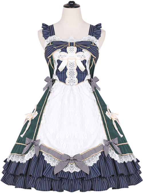 Lace Bowknot Ruffles Sling Dress Classic Lolita JSK