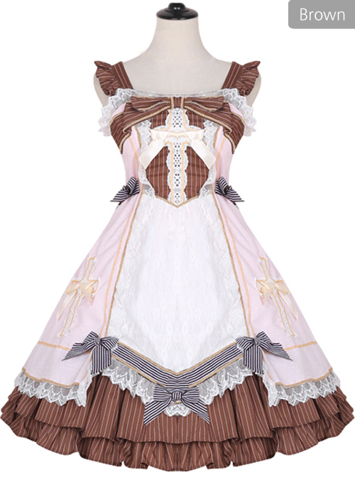 Lace Bowknot Ruffles Sling Dress Classic Lolita JSK