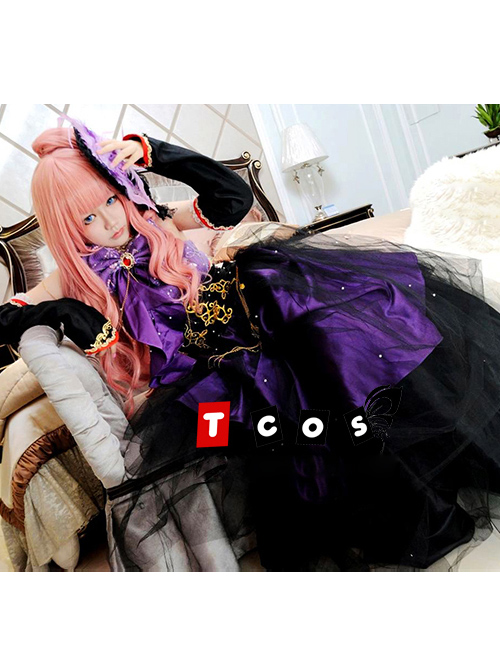 Vocaloid Miku Black And Purple Cosplay Lolita Dress Set Costume