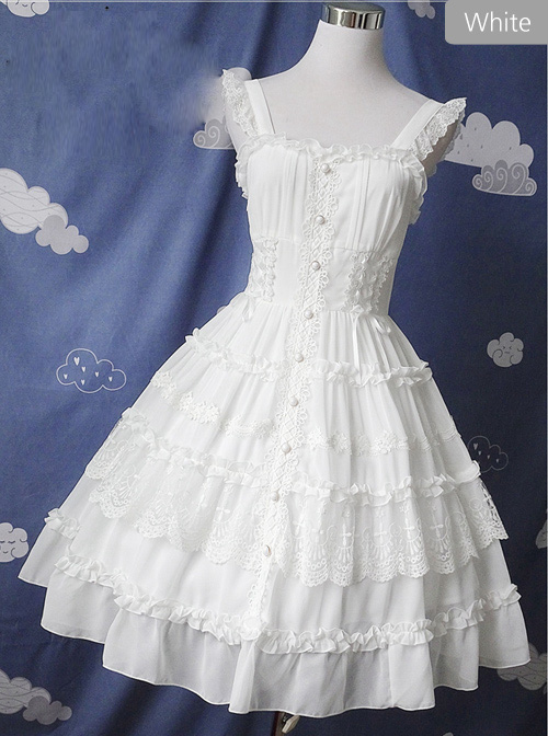 Pure Black And Pure White JSK Classic Lolita Sling Dress