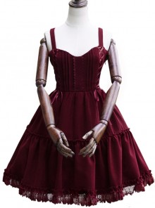 Waltz Series JSK Wine Red Elegant Classic Lolita Sling Dress