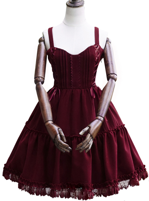 Waltz Series JSK Wine Red Elegant Classic Lolita Sling Dress