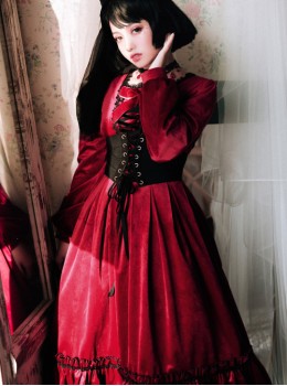 Little Red Riding Hood Series Retro Fairy Style OP Gothic Lolita Long Sleeve Dress