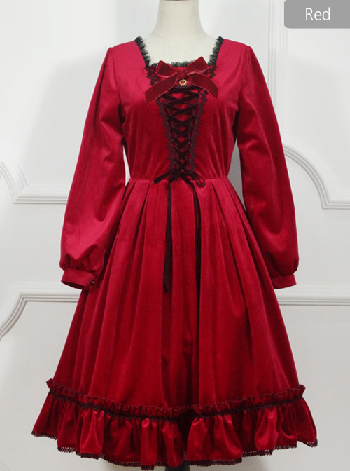 Little Red Riding Hood Series Retro Fairy Style OP Gothic Lolita Long Sleeve Dress