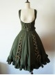 Pure Color Lace-up Punk Lolita Deep Collar Dress