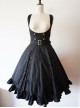 Pure Color Lace-up Punk Lolita Deep Collar Dress