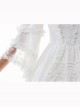 Pure White Retro Gorgeous Trumpet Sleeve Classic Lolita Wedding Dress