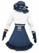 Alice Style White And Navy Blue Classic Lolita Dress And Hat Set