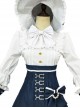 Alice Style White And Navy Blue Classic Lolita Dress And Hat Set