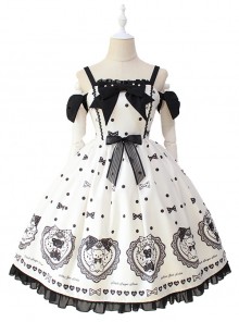 Black Sugar Bear Series Bowknot Sweet Lolita Sling Dress