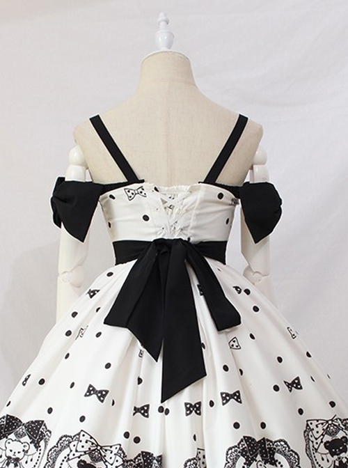 Black Sugar Bear Series Bowknot Sweet Lolita Sling Dress