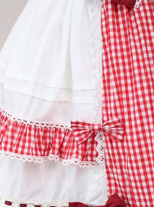 Margaret's Afternoon Tea Series Plaids Splice-color Bowknot Sweet Lolita Sling Dress