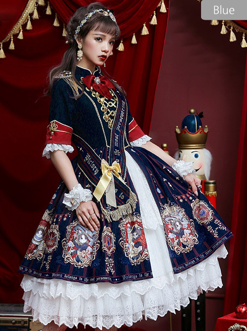 Fog-moon And Crown Series Court Style Elegance Classic Lolita OP Half Sleeve Dress Set