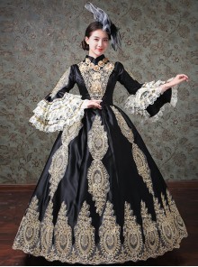 Lace Palace Style Black Trumpet Sleeve Classic Lolita Prom Dress