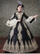 Lace Palace Style Black Trumpet Sleeve Classic Lolita Prom Dress