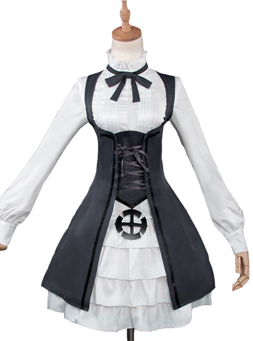 Princess Principal Cosplay Costume Gothic Lolita Black And White Long Sleeve Dress Set