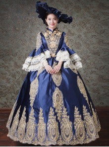 Palace Style Navy Blue Elegant Classic Lolita Prom Long Dress