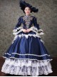 Palace Style Lace Embroidery Navy Blue Classic Lolita Prom Dress