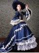 Palace Style Lace Embroidery Navy Blue Classic Lolita Prom Dress