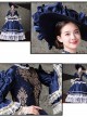 Palace Style Lace Embroidery Navy Blue Classic Lolita Prom Dress